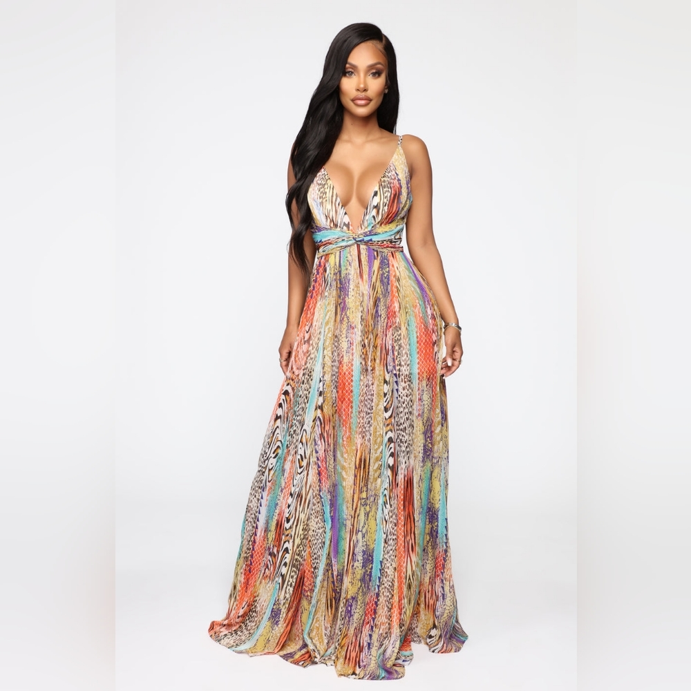 Fashion nova multi color maxi dress